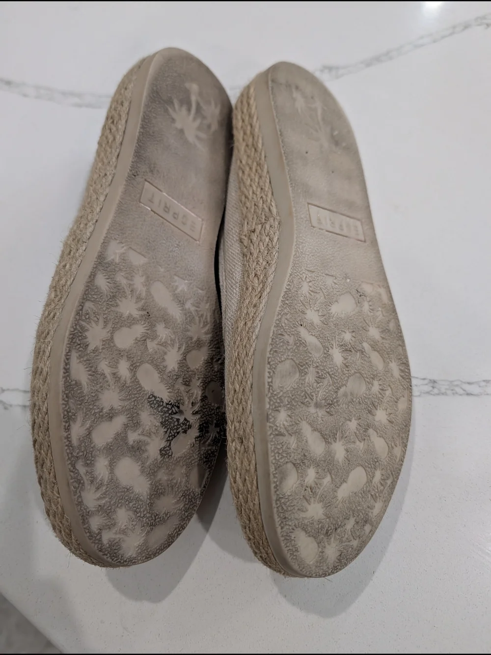 ESPRIT Womens 7M Beige Linen Espadrille Slip On Shoes Jute Flats Coastal
